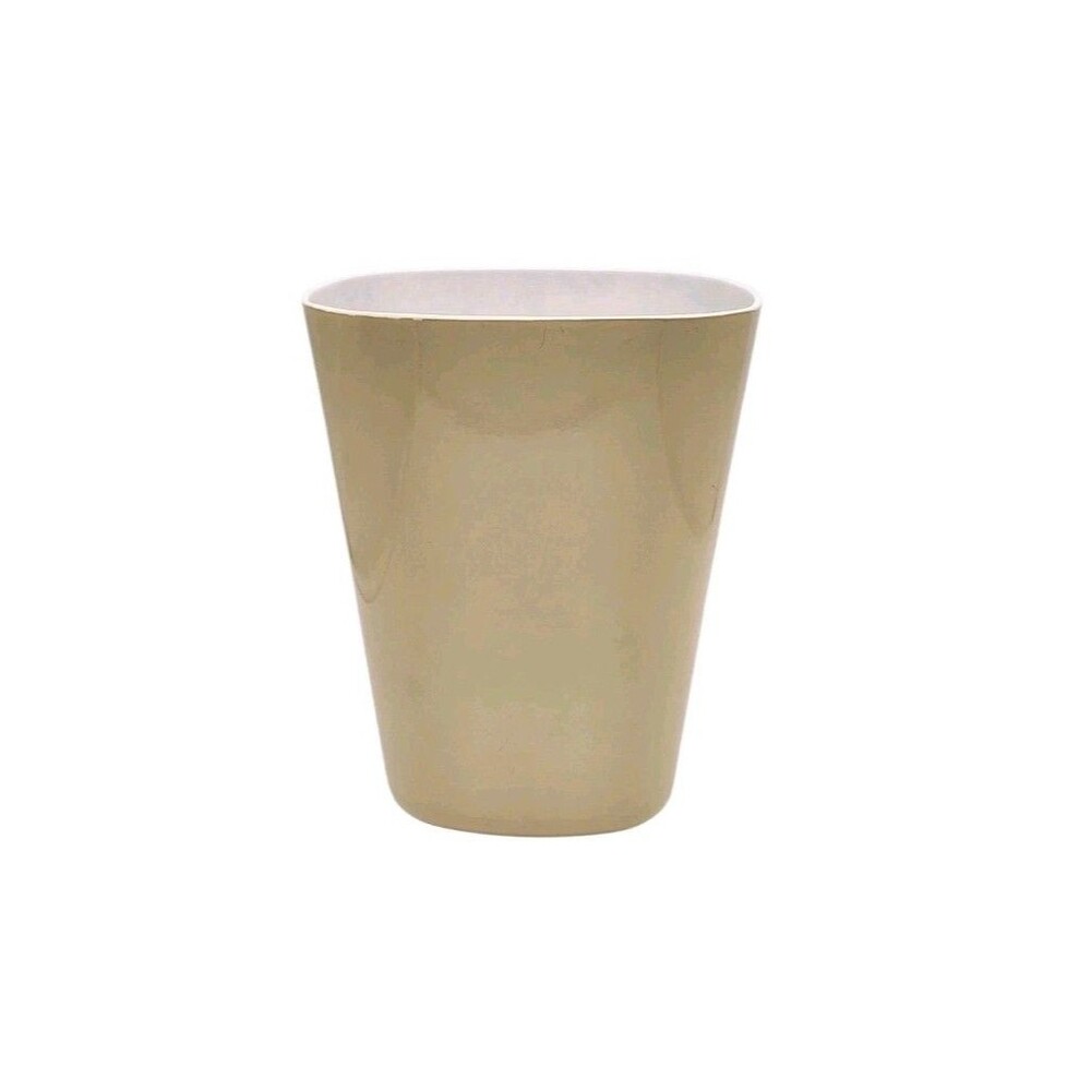 Vtg Andre Richard Japan Waste Basket Almond Tan Retro 7.75" X 10" Chic Decor MCM